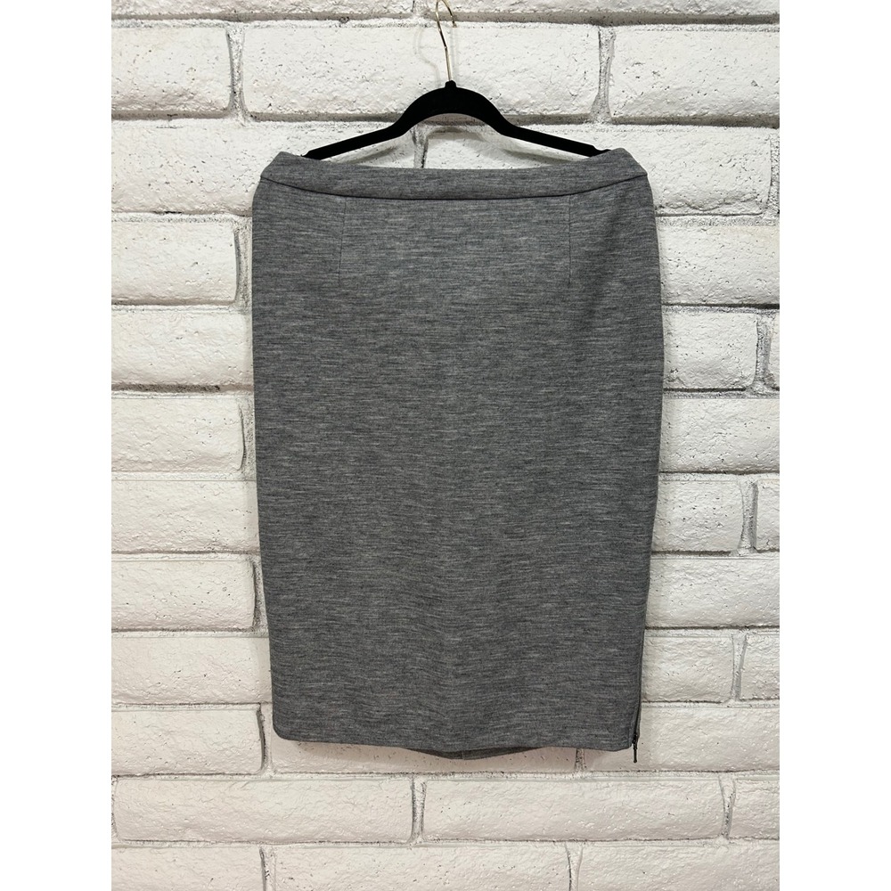 Halogen Gray Heathered Knit Pencil Skirt Side Zip Detail Size 16 Professional